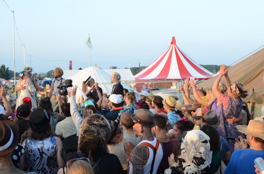 group of people dancing at Shambala music festival