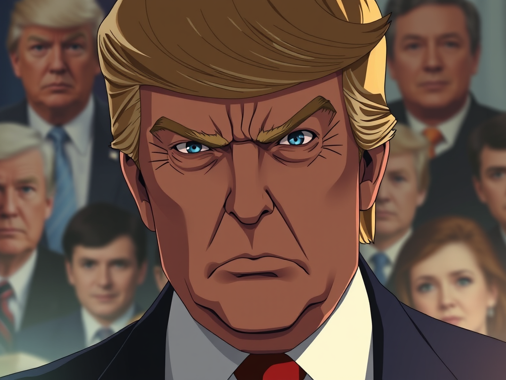 US President Donald Trump looking angry and facing the camera.